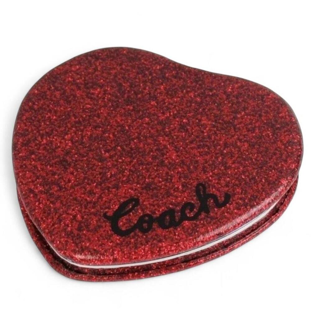 Coach red glitter heart compact mirror